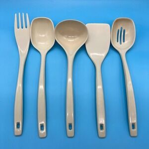 Vintage Melamine Ware Set Fork, Solid/Slotted Spoon, Ladle and Spatula Utensils